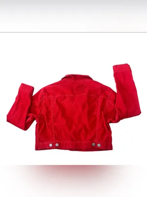 LEVI’S PREMIUM Red Corduroy Cropped Trucker Jacket - Medium White Tab thumbnail 2