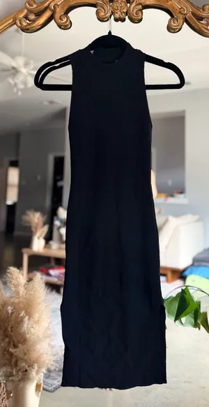 Abercrombie black mock neck knit midi dress xsmall petite thumbnail 1