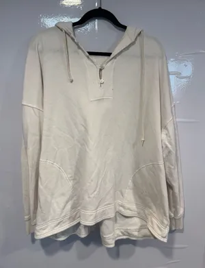 Aerie Quarter Button Beachy‎ oversized Off-White Hoodie thumbnail 1