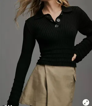 Maeve by Anthropologie Black Knit Top thumbnail 1