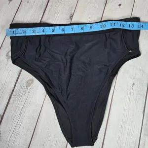Aerie‎ Bikini Bottom High Cut Cheeky Banded Black L thumbnail 9