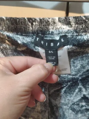 Tribal Black and Gray Floral Wide-Leg Pants thumbnail 2