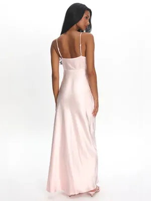 $115 NWT Selfie Leslie Marlie Side Pleat Maxi Dress Blush, L thumbnail 3