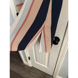 Luxology Striped Faux Wrap Midi Dress Womens Large Navy Peach Flutter Sleeve EPC thumbnail 6