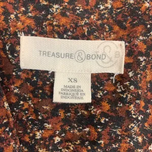 Treasure & Bond Women's XS Brown Abstract Speckled V-Neck Long Sleeve Blouse‎ thumbnail 5