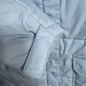 Lands End Womens M 10-12 Light Blue Quilted Puffer Jacket Sherpa Collar Zip Snap thumbnail 7
