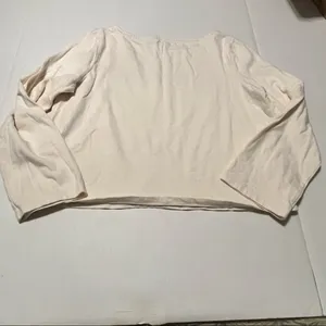Madewell Queens Womens Size Medium Cream Long‎ Sleeve Crewneck Popover Shirt Top thumbnail 8