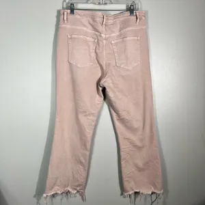 Vervet Pastel Pink Denim Raw Distressed Crop Hem Flare Jeans 32 T5671CR Baby thumbnail 5