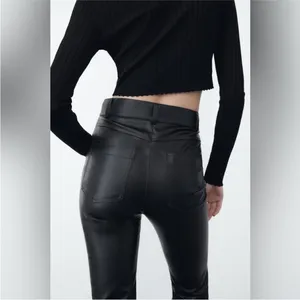 Zara High Waist Faux Leather Flared Pants thumbnail 4