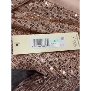 NWT Eliza J Sequin Wrap Front Long Sleeve Gown‎ Rose Gold Sz 8 $268 thumbnail 4