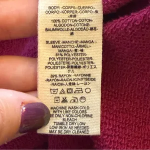 Free People Glorious Sweatshirt XS‎ Bell Velvet Sleeves Oversized Cropped Maroon thumbnail 11