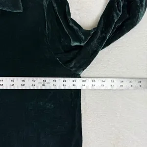 John Mark Dark Green Velvet Tunic Shirt Long Sleeve Collared Viscose Blend M thumbnail 4