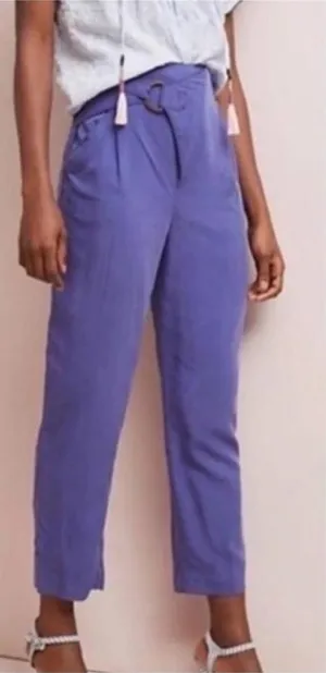 Anthropologie NWT Purple Tailored High Waist Pants XS Retro 70s Inspired thumbnail 1