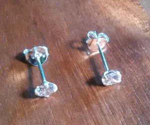 Simulated Pink Diamond Sterling Silver Stud Earrings thumbnail 1