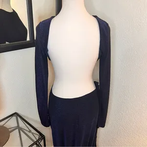 MESHKI Navy Christina Backless Wrap Dress‎ Size L NWT thumbnail 6