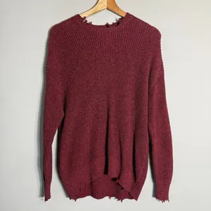 NWT Pistola Eva Distressed Crew Neck Knit Pullover Sweater Women's XS Red Black thumbnail 6
