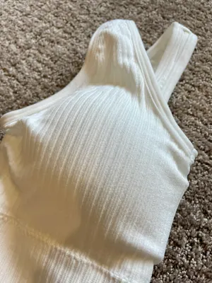 White Ribbed Cropped Tank thumbnail 3