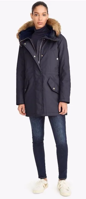 J. Crew Eco Friendly Primaloft Perfect Winter Parka in Navy Blue Size Large thumbnail 1