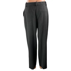 Zara Women's Black Pinstripe High Rise Pleated Wide Leg Trousers Pants Size S thumbnail 3