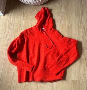 COS Red Textured Hoodie Minimalist Oversized Pullover Sweater thumbnail 1