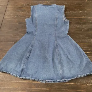 SHEIN Blue Denim Mini Dress Sleeveless Gold Button Womens Medium 6 thumbnail 2
