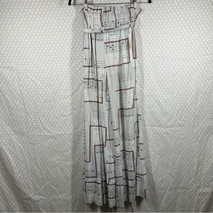 Free People White Dot Star Print High Rise Tie Waist Wide Leg‎ Pants thumbnail 5