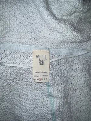 We The Free Pale Light Blue Gray Open-Knit Sweater thumbnail 3
