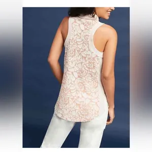 ANTHROPOLOGIE MEADOW RUE IVORY BLUSH SLEEVELESS TURTLENECK RIBBED TOP Sz S m thumbnail 4