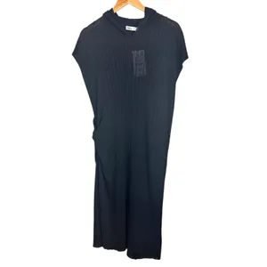 Zara Hooded Sleeveless Midi Dress Black Side Slit Sheer Size M/L NWT thumbnail 2