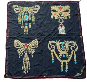 Cartier Gemstone Motif Silk Square Scarf Luxury Jewelry Print Red Gold thumbnail 1