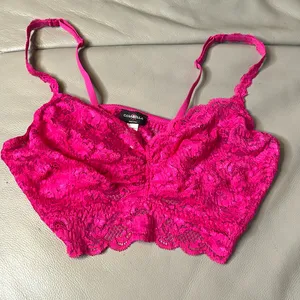 Cosabella Never Say Never Hot Pink Lace Unpadded Bralette Size L thumbnail 1