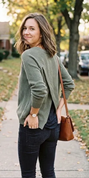 Madewell Province Textured Knit cross-back pullover sweater green medium. thumbnail 1