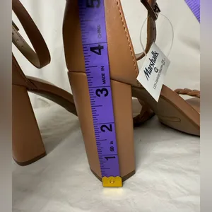 Nine West Allha 3 Braided Strap Chunky Heels in Macaroon Tan 6.5 thumbnail 13