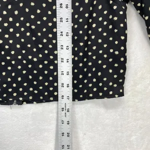 Coincidence & Chance Crop Top S‎ Black Cream Polka Dot LS Mock Neck Blouse thumbnail 3