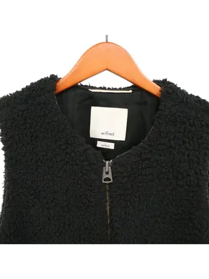 Aritzia Wilfred Chatou Black Shearling Vest S Sleeveless Zip Up Soft Teddy Small thumbnail 4