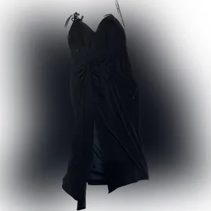 NEW Katie May Ringleader black halter deep v neck line knee length Dress Size S thumbnail 6