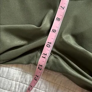Aerie Offline real me crop high rise leggings/bike shorts green gold shimmer L​ thumbnail 8