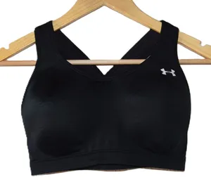Under Armour Sports Bra Womens Medium Black Excellent Crossback Mesh Padded thumbnail 1