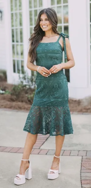 These Three Boutique Green Lace Dress thumbnail 1