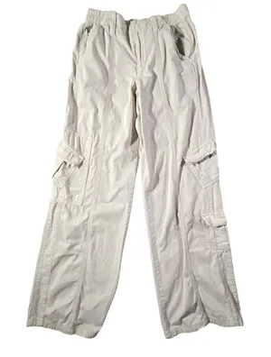 BDG Urban‎ Outfitters Y2K Cargo Pants Womens S Cream Wide Leg Elastic Waist Seam thumbnail 1