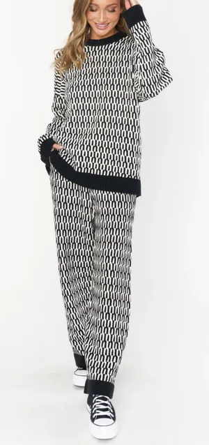 Show Me Your Mumu Samson Lounge Pants Metro Geo Knit thumbnail 1