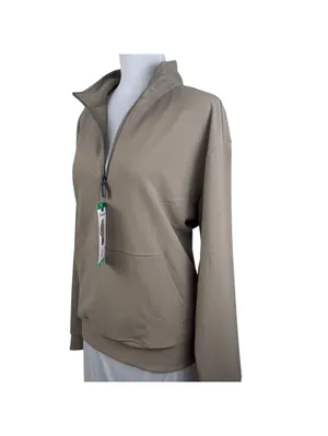 Skechers GO WALK Luxe Womens XL 1/4 Zip Pullover Ribbed Mock Neck Taupe NWT thumbnail 2