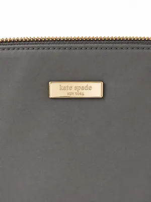 Authentic Kate Spade New York Gray Nylon Zip Tote Shoulder Bag Black Handles Gold Hardware thumbnail 3