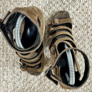 Saint Laurent Brown Suede Strappy Block Heels/Shoes 6.5 thumbnail 5