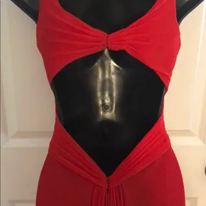 Red Cutout Maxi Dress Sleeveless Formal Evening Gown Size 0 thumbnail 6