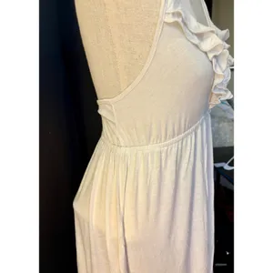 Elan White Halter Dress‎ Ruffle V-Neck Empire Waist Tiered Hem MD-522 Large thumbnail 3