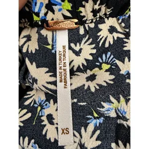 Free People Black Daisy Floral Button Front Maxi Skirt Blue Cream XS thumbnail 5
