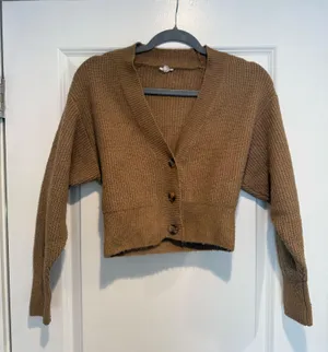 Garage Brown Button Up Cropped Cardigan Xs thumbnail 1