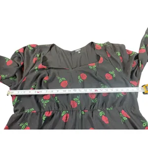 Torrid Size 3 Black Rose Print Peplum Blouse Sheer Sleeves Romantic Gothic 3X thumbnail 9