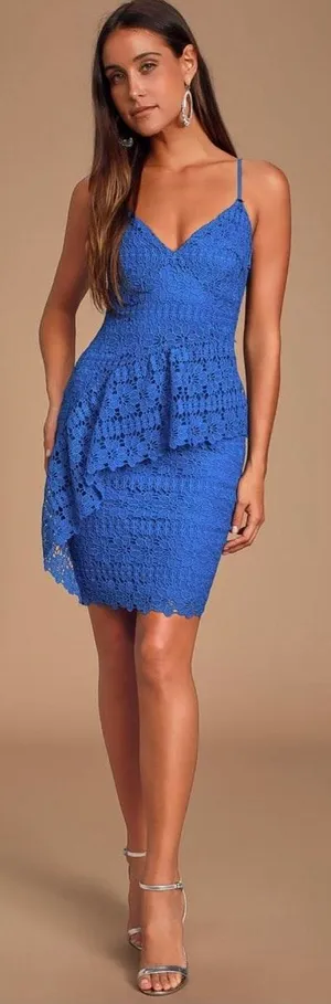 Lulu’s Blue Lace Dress Small thumbnail 1